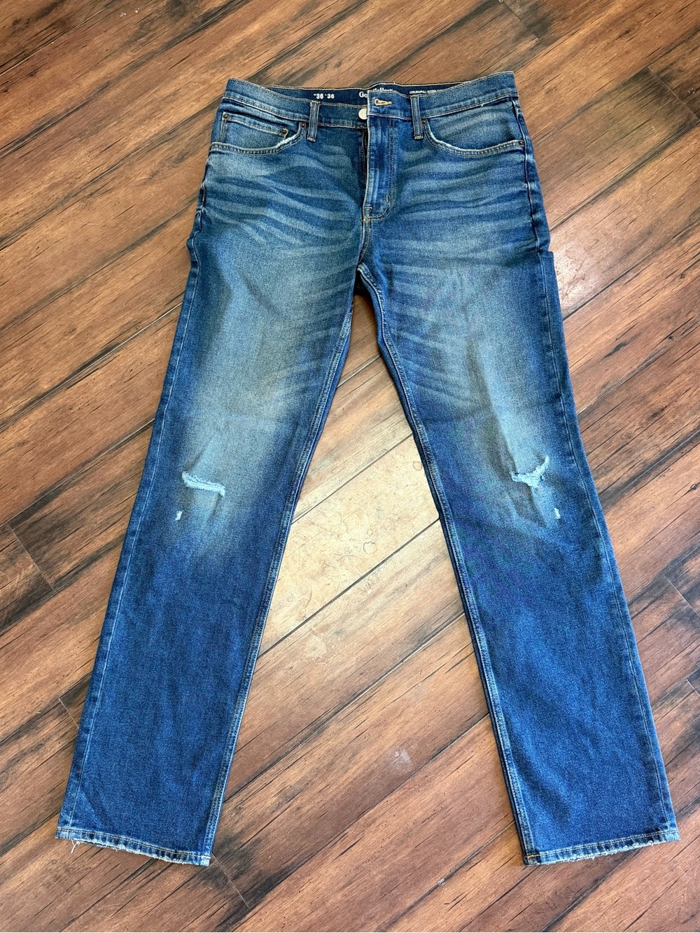 NWT Goodfellow & Co Slim Straight Jeans 36x36 Distressed Stretch Denim Men’s